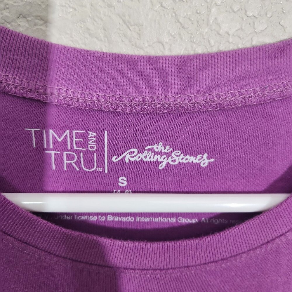 Rolling Stones Purple Graphic T-Shirt S Time & Tru Rock & Roll Embroidered Cotto - Picture 2 of 10